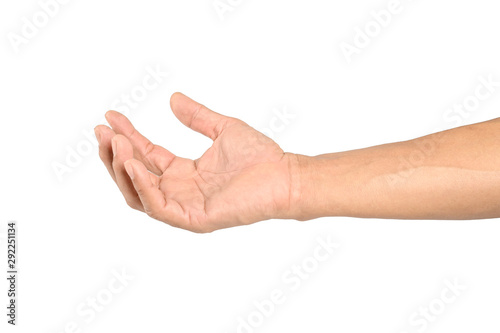Man hand isolated on white background.