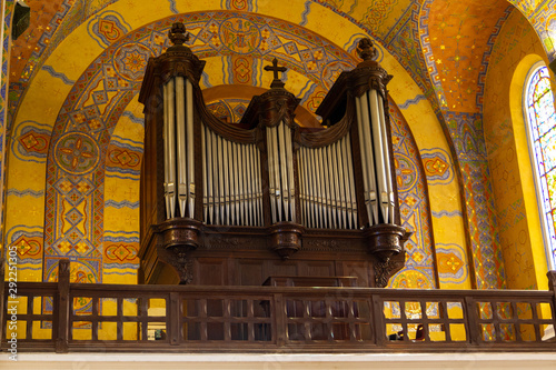 Ablain-Saint-Nazaire, France. 2019/9/14. Organ in the Church of Notre-Dame-de-Lorette at the memorial of the WW I (1914-1918).