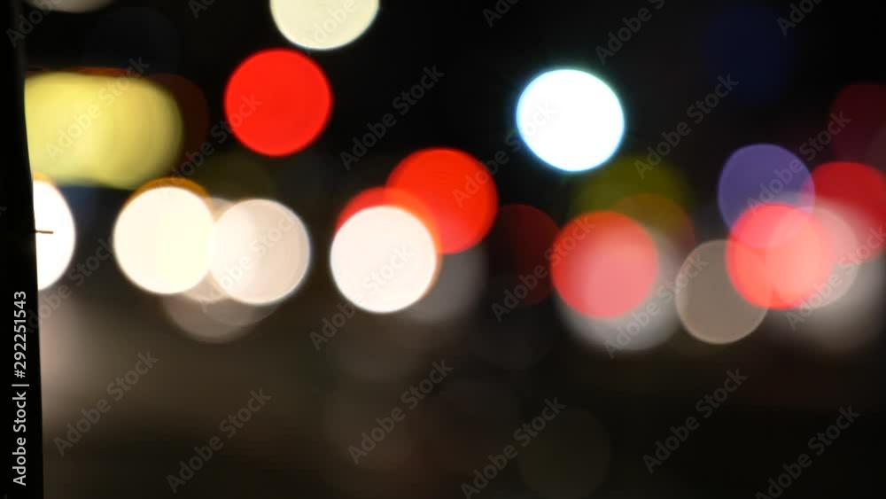 Out of focus NY city cars lights moving 