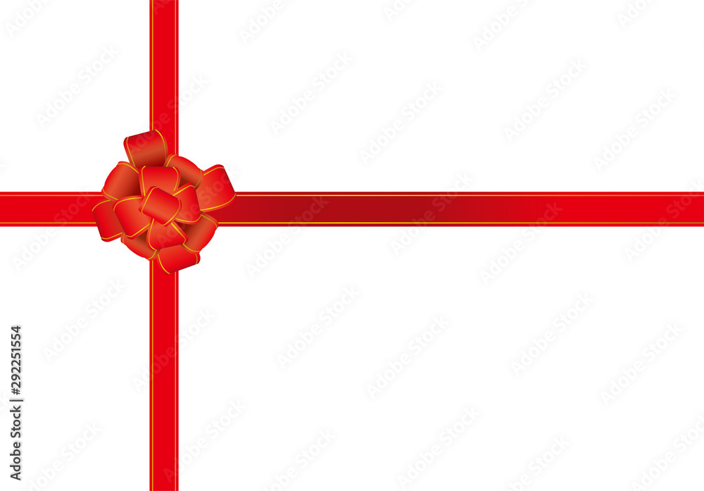 イラスト素材 クロス 十字 に結んだフラワーリボンの背景 オーナメント 赤 プレゼントのイメージ Stock Vector Adobe Stock