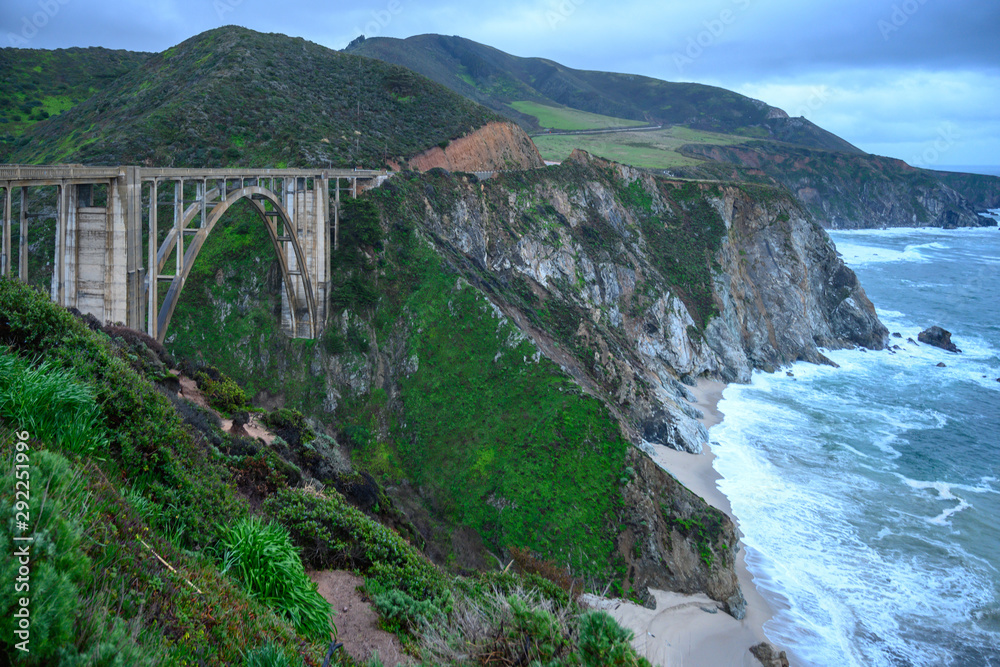Bixby Bridge Along Blue Pacific Ocean Coast Bixby Bridge Along Blue Pacific Ocean Coast