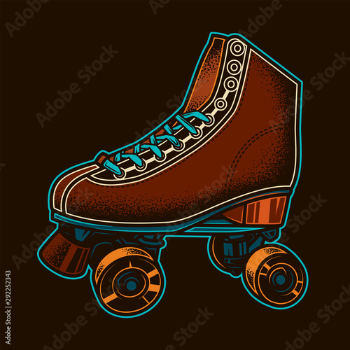 Vintage roller skates. Original vector illustration. T-shirt design