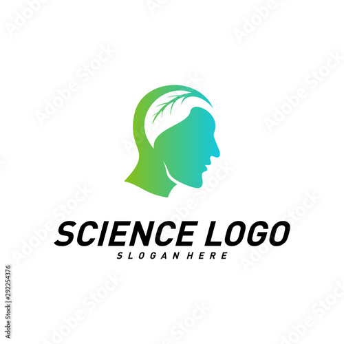 Head People with Leaf Logo Vector Template. Brain, Creative mind With Nature, learning and design icons. Man head, people symbols. Colorful Icon