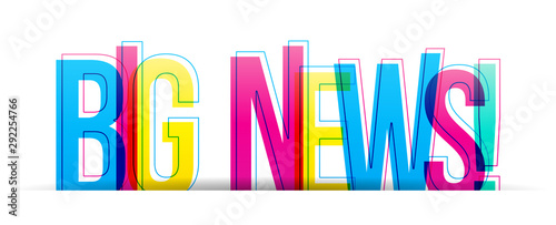 Big News  Colorful vector text isolated on a white background. Typography banner card.