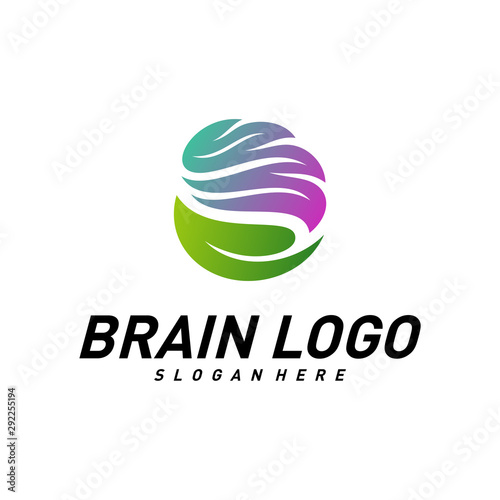 Brain with Leaf, Creative mind with Nature, learning and design icons. People symbols. Colorful Icon