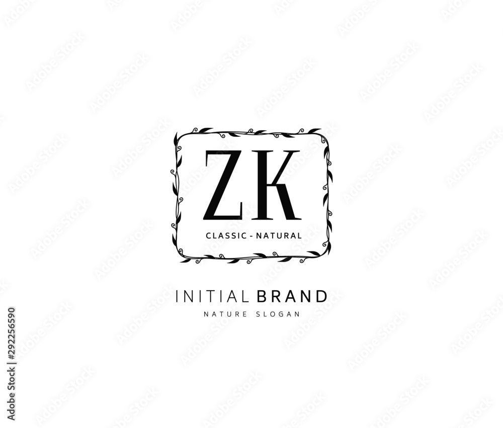 Z K ZK Beauty vector initial logo, handwriting logo of initial signature, wedding, fashion, jewerly, boutique, floral and botanical with creative template for any company or business. Z K ZK Beauty vector initial logo, handwriting logo of initial signature, wedding, fashion, jewerly, boutique, floral and botanical with creative template for any company or business.