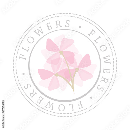 Circle Flowers Badge Stamp Seal with Pink Petals