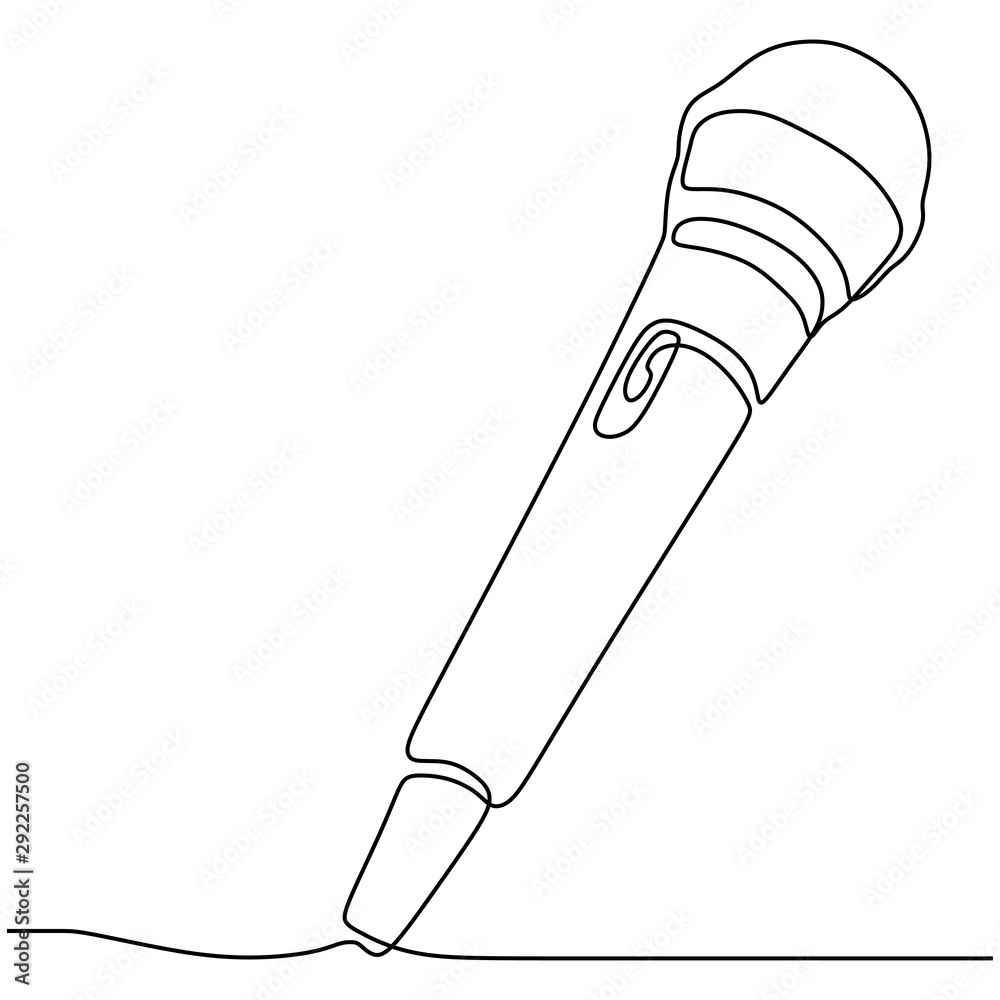 one line drawing wired microphone vector illustration minimalist design  Stock Vector | Adobe Stock
