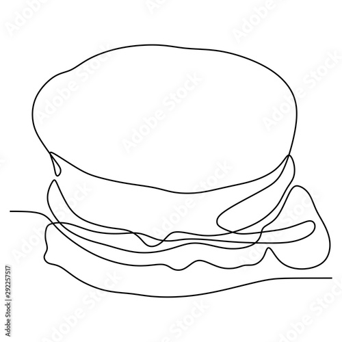 one line drawing of burger ...