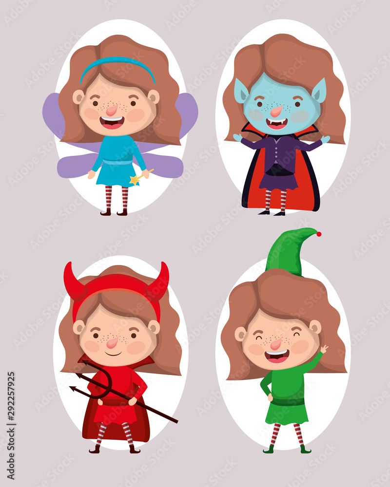 cute little girls with different costumes cute little girls with different costumes