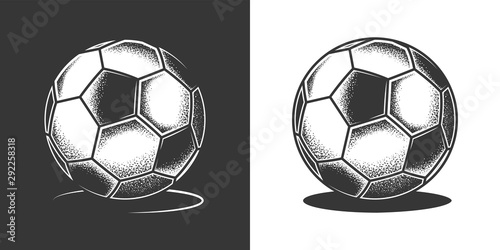 Original monochrome vector illustration of a retro style soccer ball