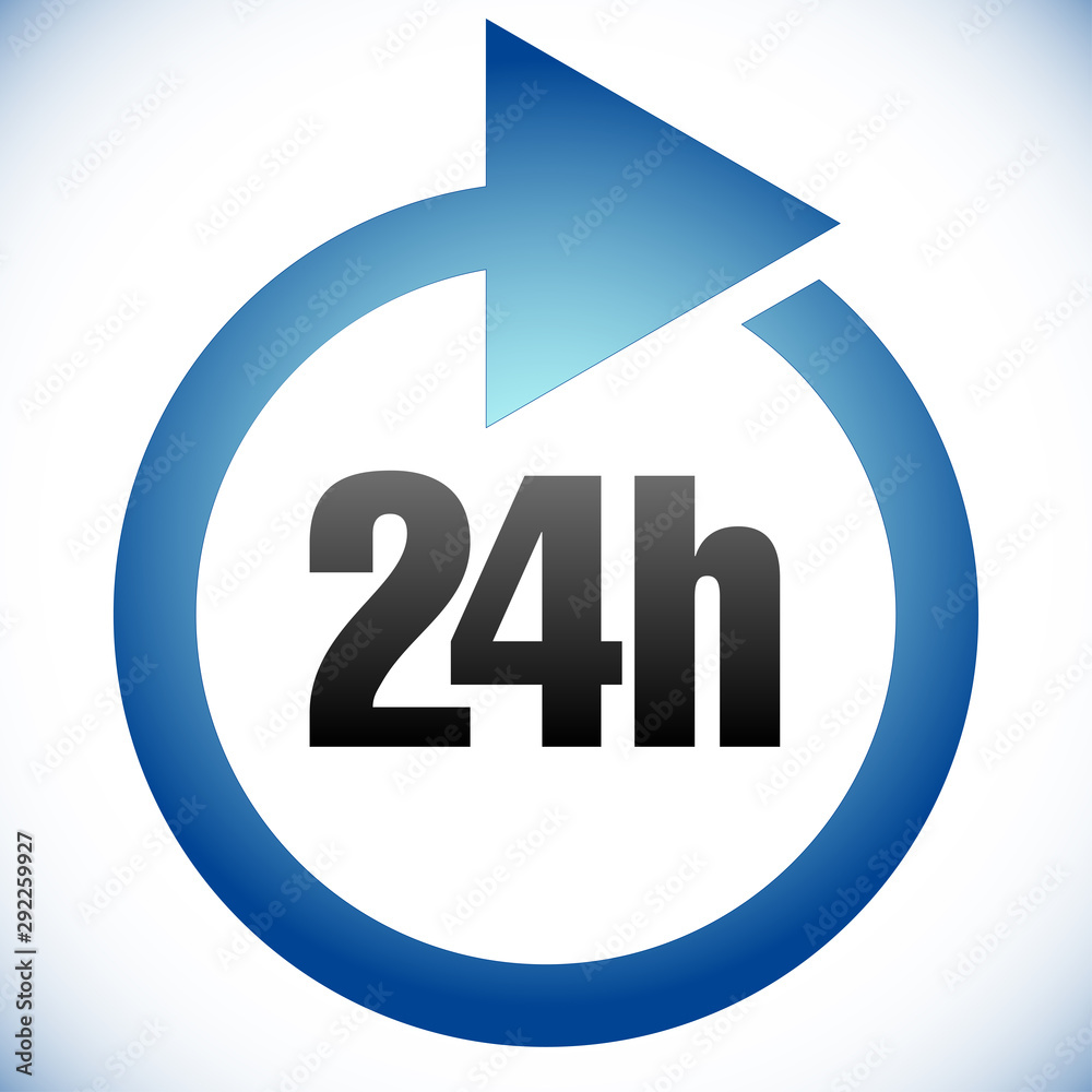 24h Turnaround time (TAT) icon. Interval for processing, return to customer. Duration, latency for completion, request fulfilling 24h Turnaround time (TAT) icon. Interval for processing, return to customer. Duration, latency for completion, request fulfilling