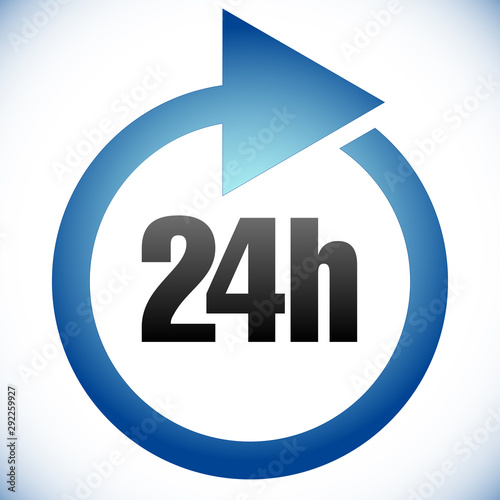 24h Turnaround time (TAT) icon. Interval for processing, return to customer. Duration, latency for completion, request fulfilling