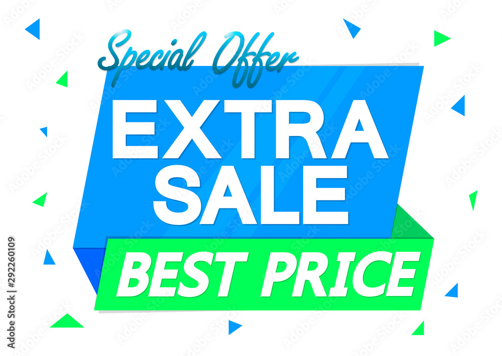Extra Sale, special offer tag, discount banner design template, best price, vector illustration