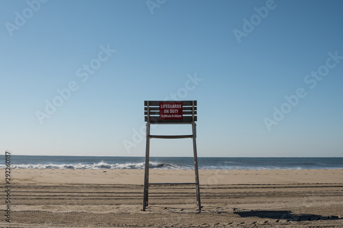 Empty Lifeguard Chair at Beach
