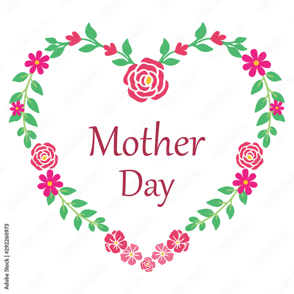 Card mother day with beautiful pink rose flower frame. Vector