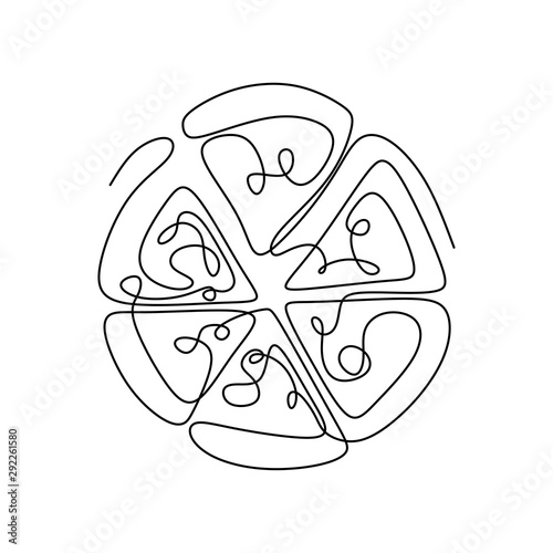 Pizza one line drawing junk or fast food concept vector illustration tasty style