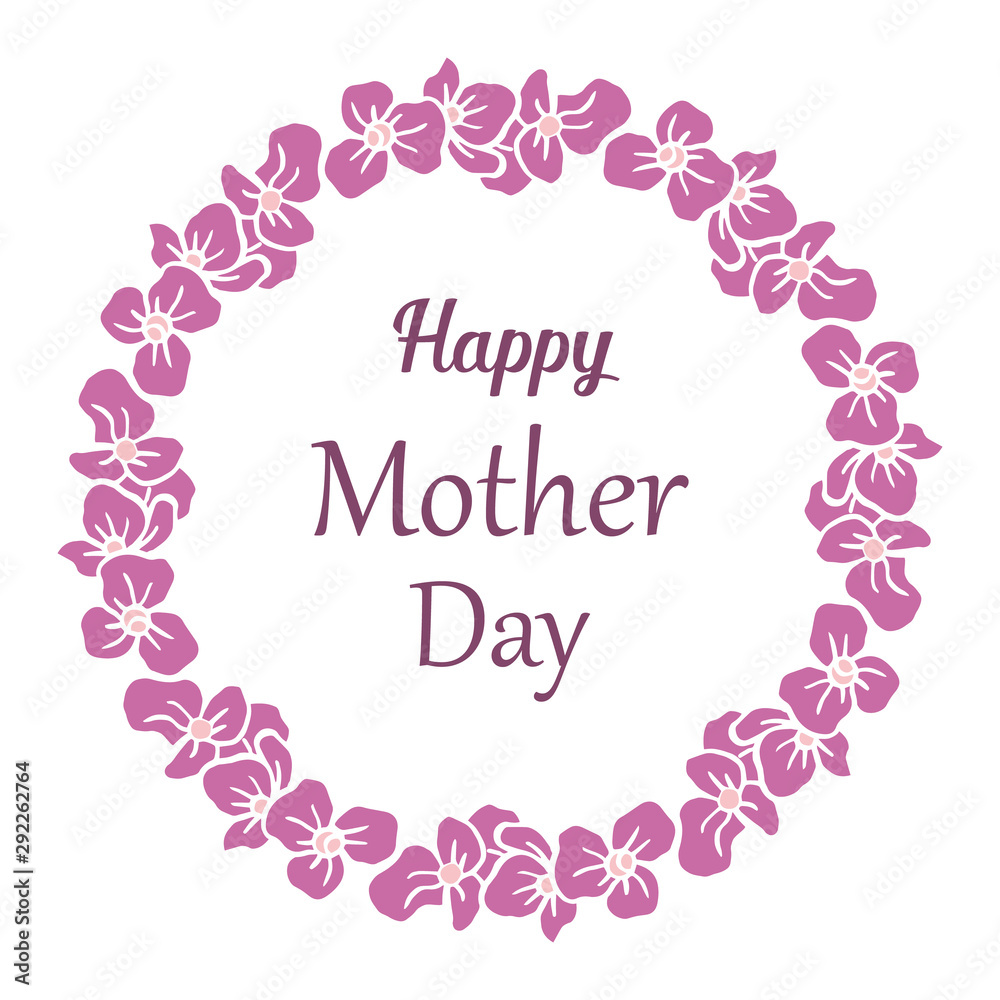 Greeting card mother day, with modern purple flower frame. Vector