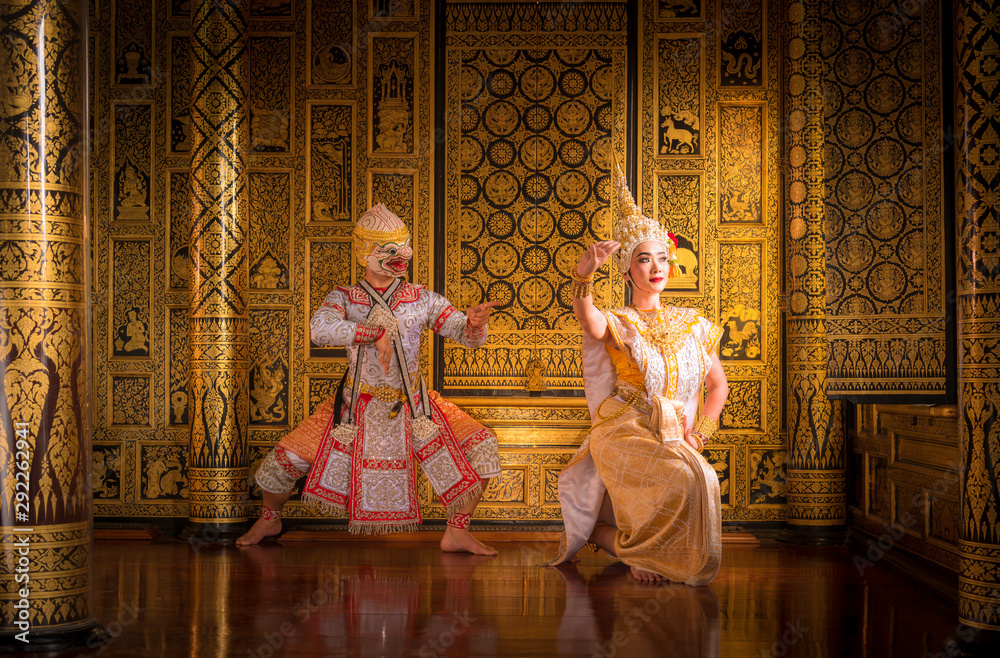 Khon is art culture Thailand Dancing in masked Ramayana story in literature thailand. This is Khon thailand culture and traditional.