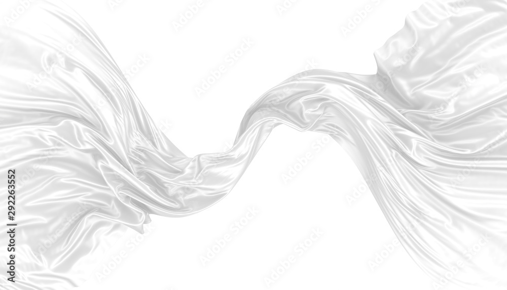 Abstract background of white wavy silk or satin. 3d rendering image.