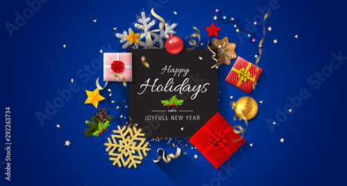 Turquoise Happy Holidays and Joyful New Year Vector Illustration. Happy holidays vector.