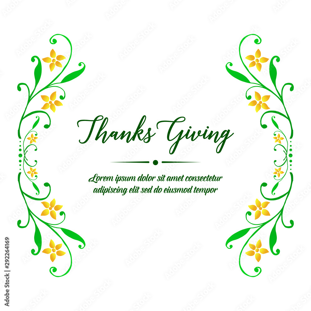Template for poster thanksgiving, with pattern design of yellow flower frame. Vector