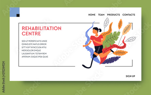 Rehabilitation center or rehab clinic, physiotherapy landing web page template