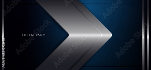 Abstract elegant dark blue background with arrow and stripes in metallic tint