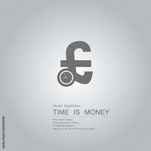 Time is money.  Isolated on grey background.