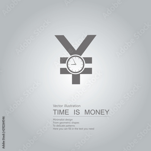 Time is money.  Isolated on grey background.