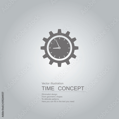 Clock and gears. Isolated on grey background.