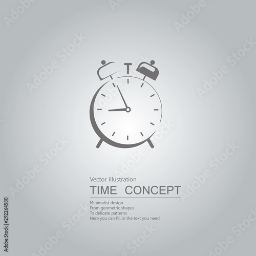 Vector drawn clock icon. Isolated on grey background.