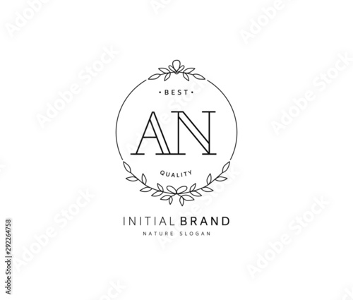 A N AN Beauty vector initial logo, handwriting logo of initial signature, wedding, fashion, jewerly, boutique, floral and botanical with creative template for any company or business.
