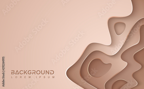 Brown wavy vector background. Brown paper cut background with 3D style. Abstract brown papercut with wavy layers. Eps10 vector illustration with place for your text.