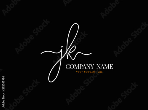 J K JK Initial handwriting logo design with circle. Beautyful design handwritten logo for fashion, team, wedding, luxury logo.
