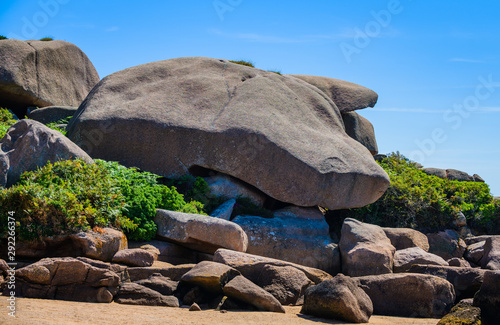 Incredible landscape on the island Renote in Tregastel. Brittany. France photo