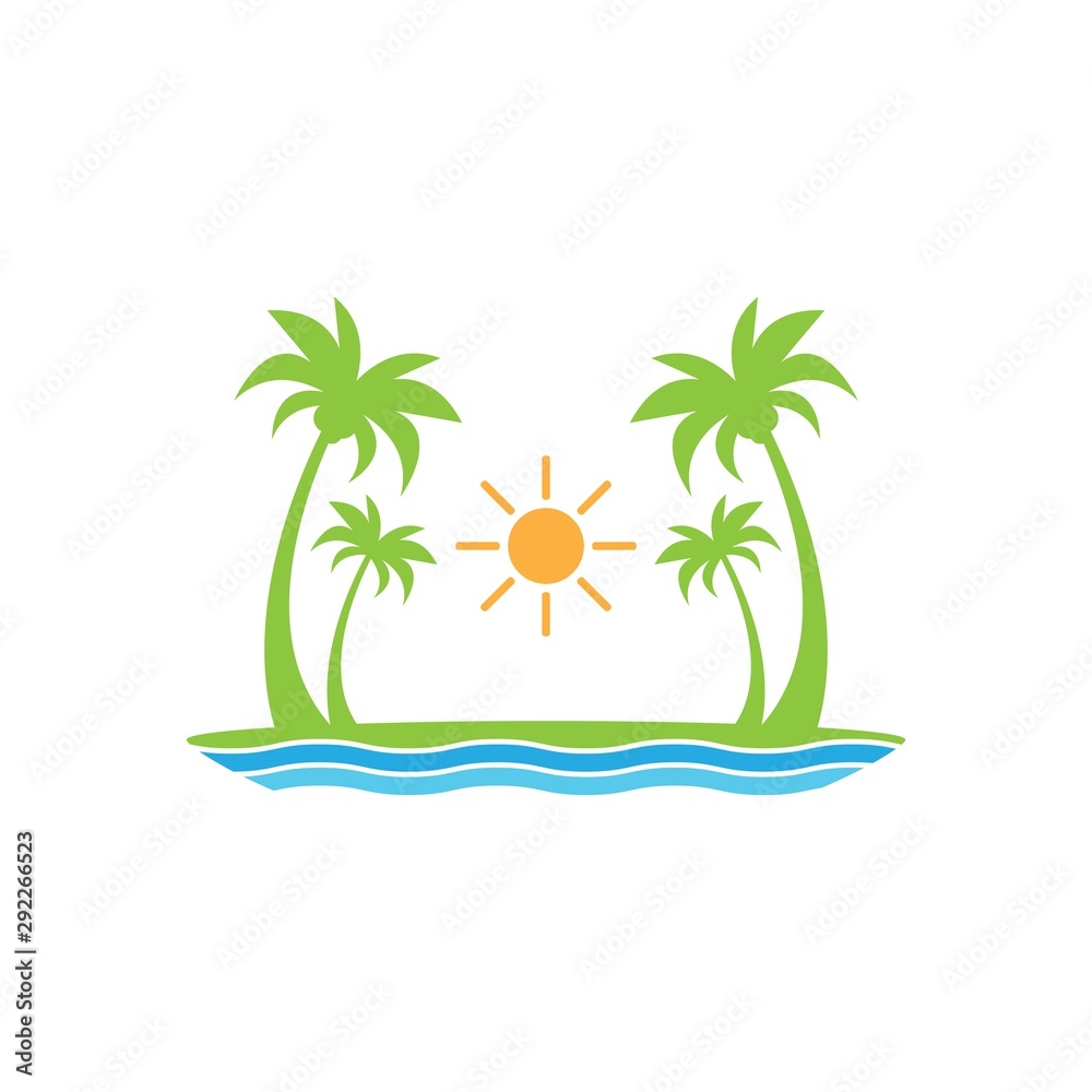 Fototapeta premium Palm tree summer logo template vector