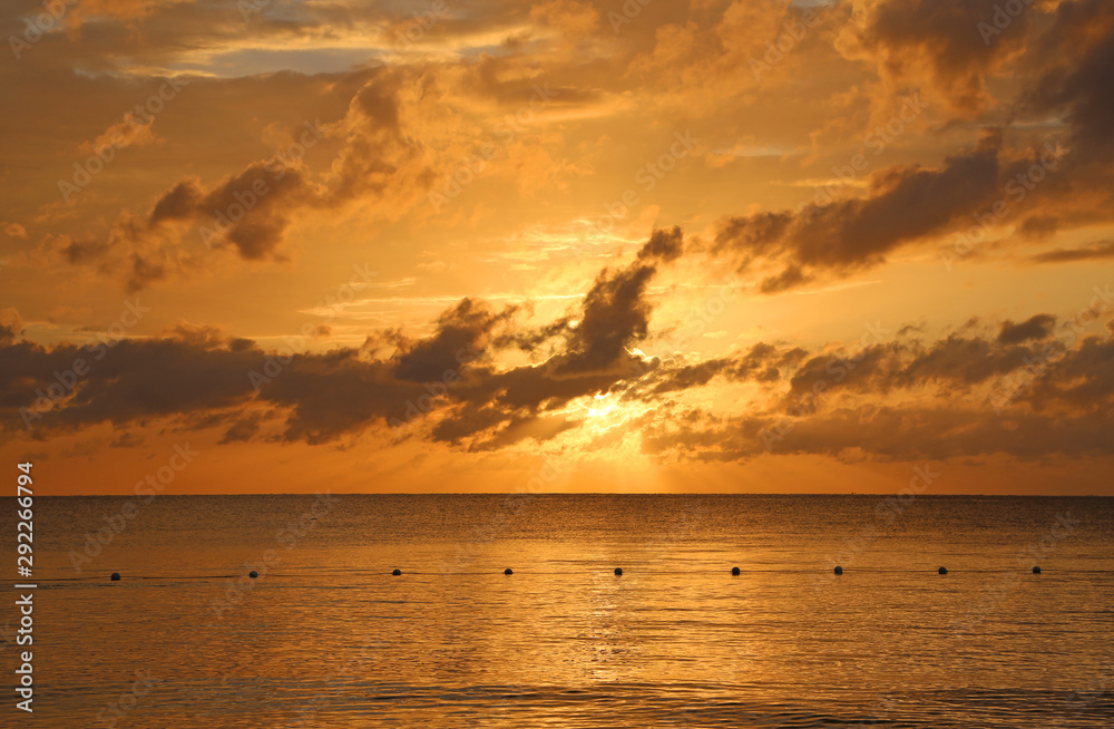 Orange sunset sky, Jamaica
