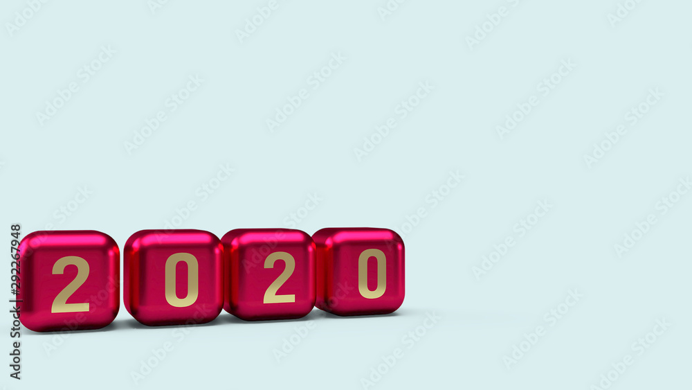 2020 gold number on cubes red Metallic color 3d rendering for new year content. 2020 gold number on cubes red Metallic color 3d rendering for new year content.