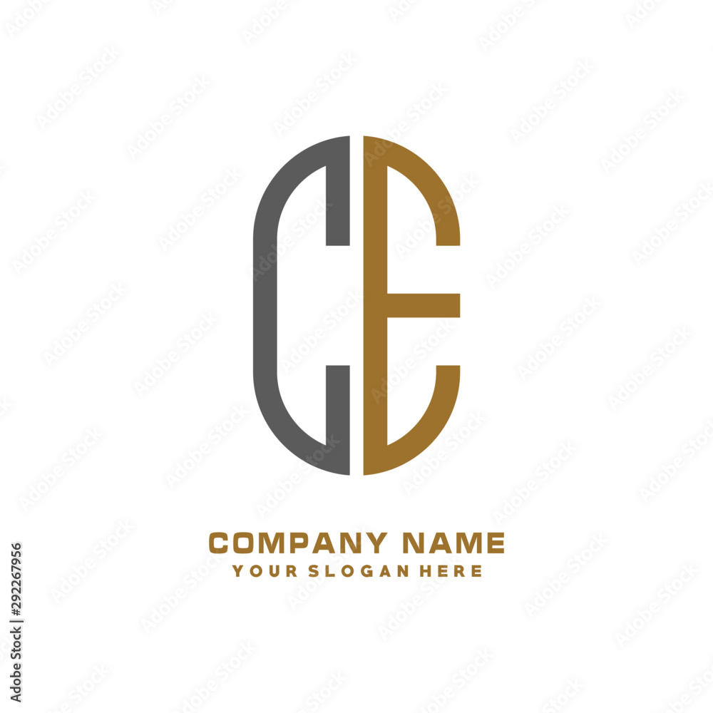 Obraz premium CE minimalist letters, with black and gold, white, black background logos