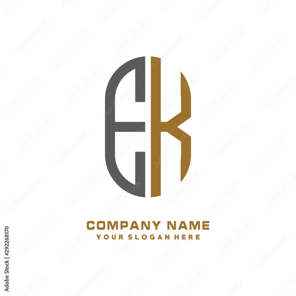 EK minimalist letters, with black and gold, white, black background logos
