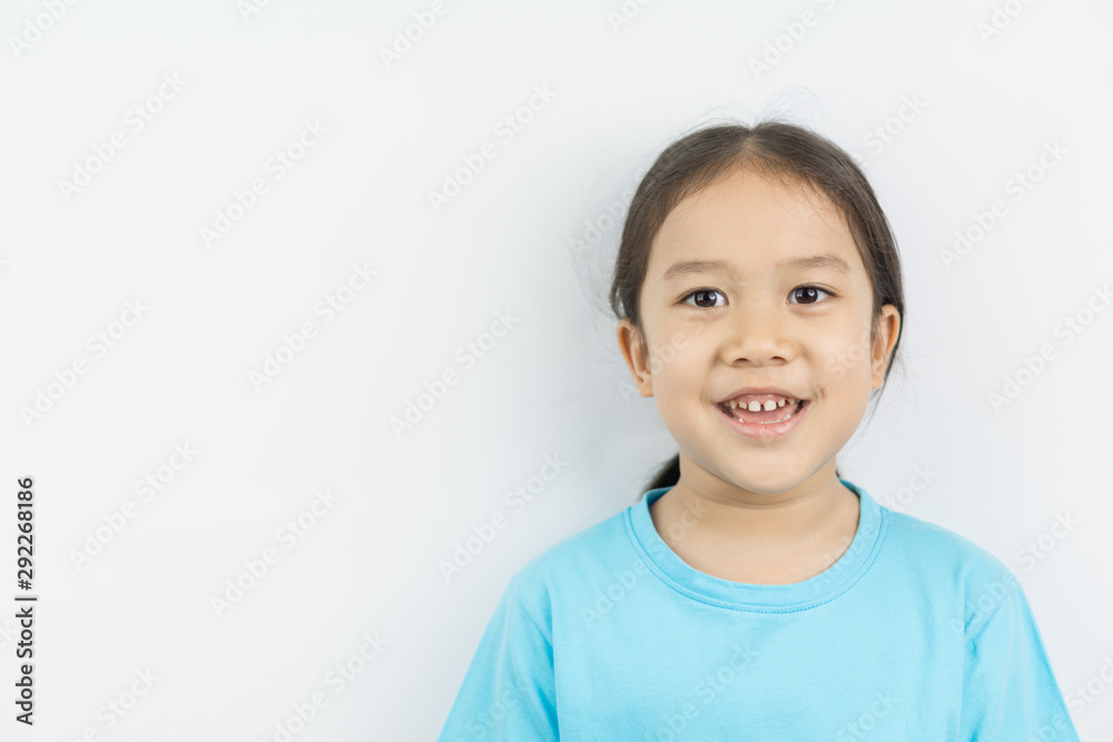 Portrait of asian girl smiling on white background. Portrait of asian girl smiling on white background.