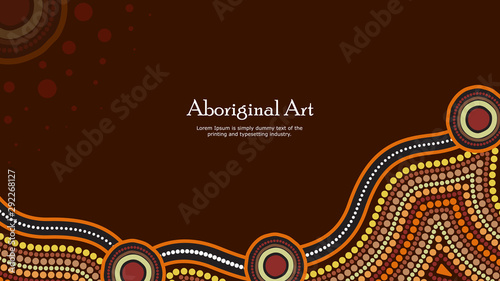 Aboriginal dot art vector banner with text.