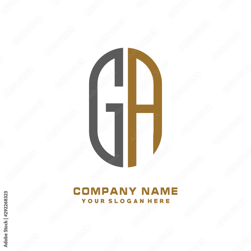 GA minimalist letters, with black and gold, white, black background logos GA minimalist letters, with black and gold, white, black background logos
