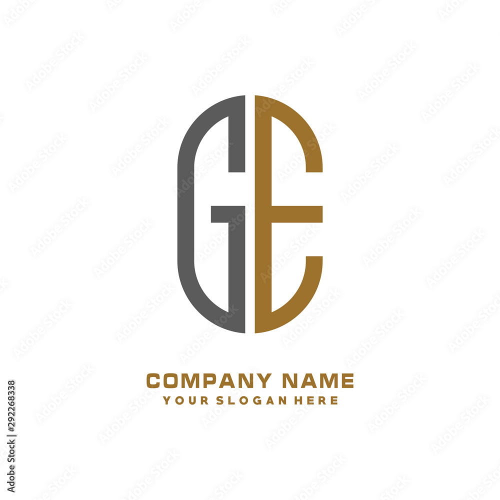 Obraz premium GE minimalist letters, with black and gold, white, black background logos