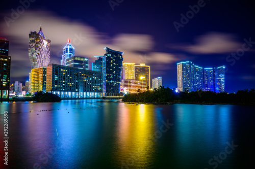 Macau cityscape at night, a...