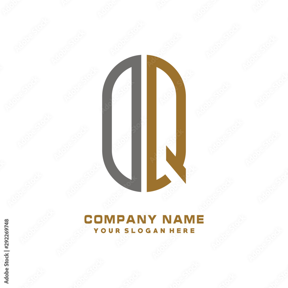 OQ minimalist letters, with gray and gold, white, black background logos OQ minimalist letters, with gray and gold, white, black background logos