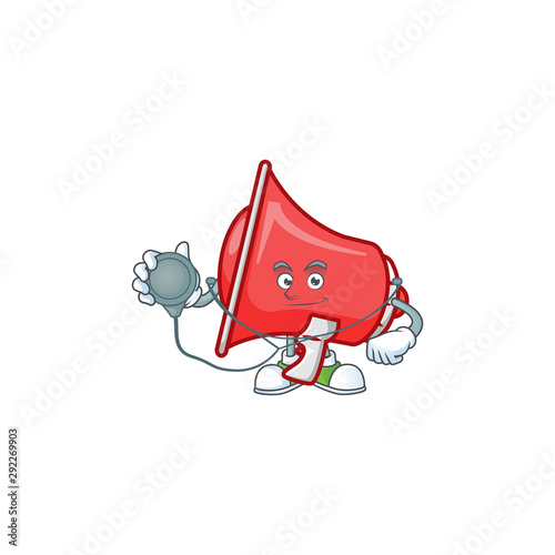 Doctor red loudspeaker cartoon character with mascot