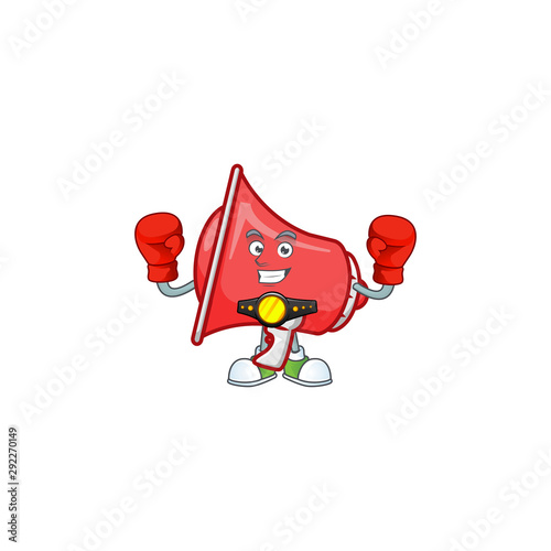 Boxing red loudspeaker cartoon character with mascot
