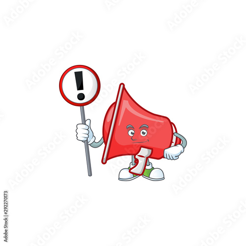 With sign red loudspeaker cartoon character with mascot
